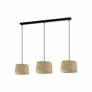 Aluminor Xenia suspension, 3 abat-jour tressés^ Lampes Scandinaves