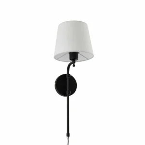 Searchlight Applique murale Munich, fiche, noir/blanc, lin, réglable^ Lampes Industrielles
