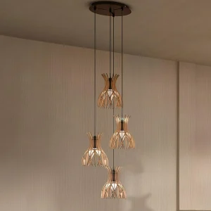 Bover Domita S/20/4L suspension, brune/hêtre^ Lampes Scandinaves