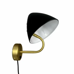 Dyberg Larsen applique murale Oulu, noir/laiton, Ø 20,3 cm^ Lampes Scandinaves