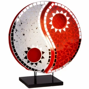 Woru Lampe à poser Ying Yang miroir en mosaïque rouge^ Lampes Modernes