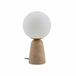 Lindby lampe à poser Kirstan, beige, blanc, verre, pierre, 33 cm^ Lampes Modernes