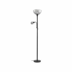 Lindby lampe sur pied Nehemia, noir, verre, liseuse, 185 cm^ Lampes Modernes