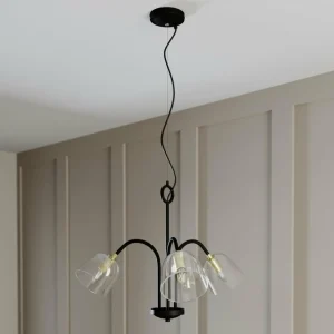 Lucande Anjita suspension, verre, 3 lampes^ Lampes Vintage