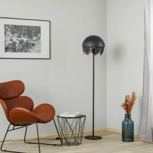 Lucande Aparas lampadaire, aspect feuille, noir-or^ Design