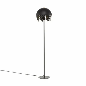 Lucande Aparas lampadaire, aspect feuille, noir-or^ Design