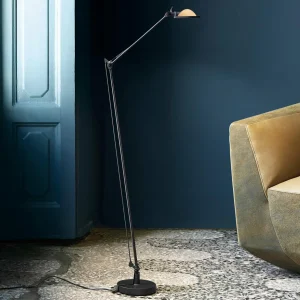 Luceplan Berenice lampe sur pied noir, tête jaune^ Design