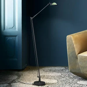 Luceplan Berenice lampe sur pied noir, tête verte^ Design