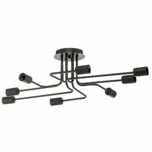 Domiluce Plafonnier Atol à huit lampes, noir^ Lampes Modernes