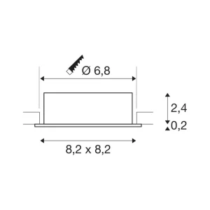 SLV Plafonnier encastré New Tria, alu, aluminium, longueur 8,2 cm^ Lampes Modernes
