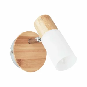 Brilliant Spot mural Babsan, Ø 10 cm, bois clair, bambou^ Lampes Scandinaves