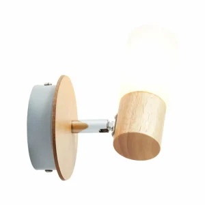 Brilliant Spot mural Babsan, Ø 10 cm, bois clair, bambou^ Lampes Scandinaves