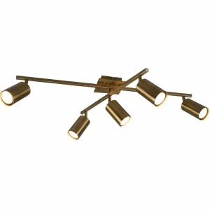 Trio Lighting Spot pour plafond Marley, laiton vieilli, à 5 lampes^ Lampes Modernes