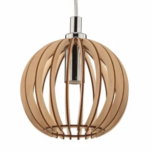 Argon Suspension Paz chromée, lamelles bois, Ø 17 cm^ Lampes Scandinaves