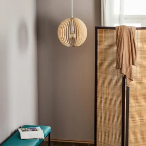 Argon Suspension Paz en lamelles bois Ø 42 cm, chromée^ Lampes Scandinaves